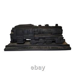 Trophée locomotive en bois sculpté vintage 17,5 art populaire conducteur de train