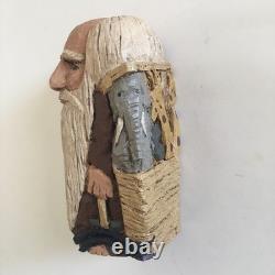 VTG Art Populaire en Bois Sculpté Carré Résine Arche de Noé Signée DJM'91 Donis Mitchell