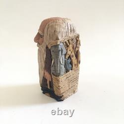 VTG Art Populaire en Bois Sculpté Carré Résine Arche de Noé Signée DJM'91 Donis Mitchell