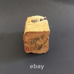 VTG Art Populaire en Bois Sculpté Carré Résine Arche de Noé Signée DJM'91 Donis Mitchell