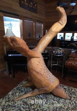 Vieille Main Sculptée Art Populaire Sculpté Alligator En Bois Très Différent