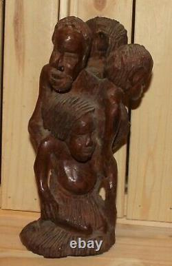Vieille Statuette En Bois Sculptée À La Main D'art Folklorique Africain