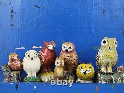 Vieilles Années 1940 Carved Owl Folk Art Kentucky Aafa Figure Oiseau En Bois Extérieur