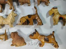 Vieilles Chiens Sculptés En Bois Folk Art Carvings En Bois Lot Dachhund Spaniel Terrior ++