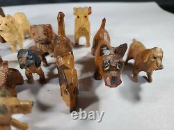 Vieilles Chiens Sculptés En Bois Folk Art Carvings En Bois Lot Dachhund Spaniel Terrior ++
