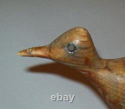 Vieux Antique Vtg Ca 1920s Folk Art Figurine D'oiseau Sculpté D'un Roadrunner Très Nice
