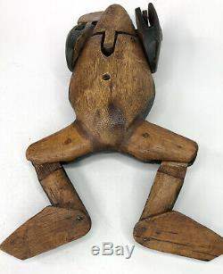 Vintage 10 Sculpté À La Main Art Populaire Peint Frog Ice Spear Pêche Leurre Lure Monnaie