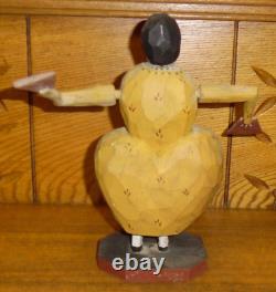 Vintage 1983 Larry Koosed Art Populaire en Bois Sculpté Femme avec Éventails Tourbillon 8