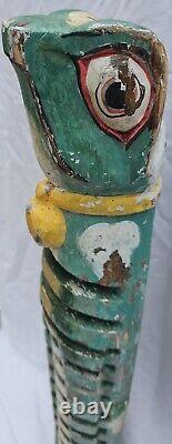 Vintage 32 Art Populaire Sculpté en Bois OOAK Fait Main Lézard Gecko Grenouille Totem Support de CD