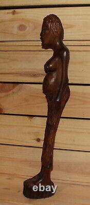 Vintage African Sculpture À La Main Nude Femme Figurine