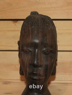 Vintage African Taille À La Main Bois Femme Tête Figurine