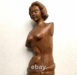 Vintage Art Déco En Bois Sculpté Vénus De Milo Statuettes Sculpture, 1940 Folk Art