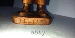 Vintage Folk Art Wood Carving Of A Doctor Withstethoscope & Glasses