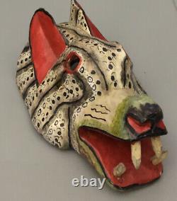 Vintage Mexican Festival Mask Wood Carved Folk Art Rare