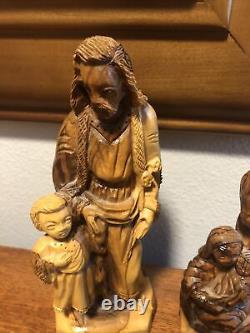 Vintage Nazareth Main Sculptée Bois Figurine Jésus Sage Joseph Art Populaire Christ