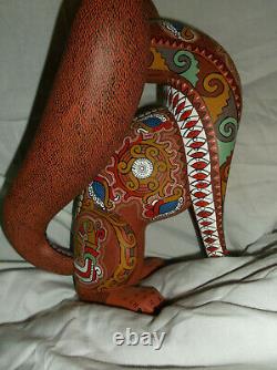 Vintage Oaxacan Wood Carving Fox Par 1st Wave Master Carver Bertha Cruz