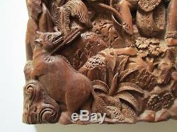 Vintage Old Bali Sculpture Icône Relic Ornement Art Populaire Panneau Maître Sculpture Rare