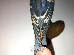 Vintage Peter Peltz Carved & Painted Wood Folk Art Song Bird Warbler