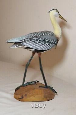 Vintage Qualité Main Canard Rivage Oiseau Art Populaire En Bois Sculpté Sculpture Statue Leurre