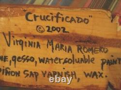 Virginia Maria Romero Crucificado Folk Art Cross Pigmenté Sculpture Sur Bois 2002