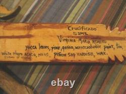 Virginia Maria Romero Crucificado Folk Art Cross Pigmenté Sculpture Sur Bois 2002