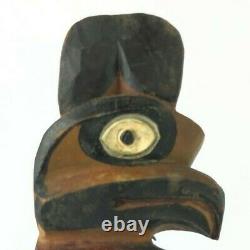Vrai Millésime Alaskan Sculpté Animal Totem Pole Peint Art Populaire Figure Grande 6.5
