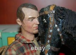 Vtg 1951 Homme Poupée Tête En Bois Sculpté À La Main 10 Folk Art Hobo Hitchhoker Signé P G