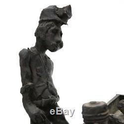 Vtg 22 Coal Miner Withdonkey Panier American Long Folk Art Sculpture Sculpture En Bois