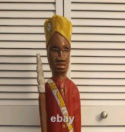 Vtg #2 Art Populaire Sculpté en Bois Soldat Anglais LANCER c. 1857 Sculpture Peinte 36
