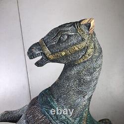 Vtg Art Populaire Rare Main Sculptée De Cheval En Bois Figure Sculpture D'art Sculpture Original