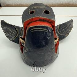 Vtg Cochon sauvage indonésien balinais en bois peint sculpté à la main 9x14 art populaire