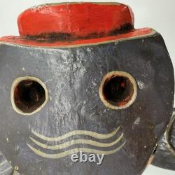Vtg Cochon sauvage indonésien balinais en bois peint sculpté à la main 9x14 art populaire