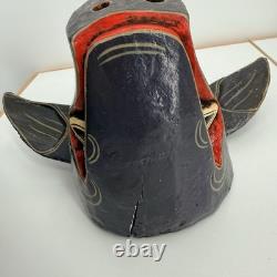 Vtg Cochon sauvage indonésien balinais en bois peint sculpté à la main 9x14 art populaire