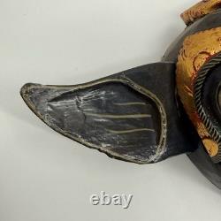 Vtg Cochon sauvage indonésien balinais en bois peint sculpté à la main 9x14 art populaire