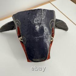 Vtg Cochon sauvage indonésien balinais en bois peint sculpté à la main 9x14 art populaire