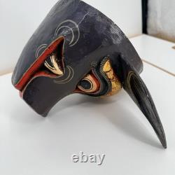 Vtg Cochon sauvage indonésien balinais en bois peint sculpté à la main 9x14 art populaire