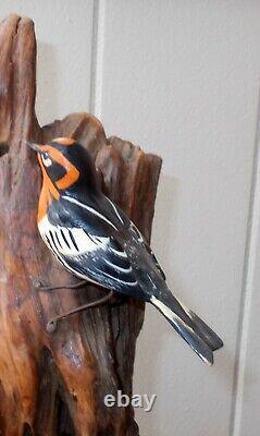 Vtg Hand Carved Ptd Bird Wall Art Hanging Driftwood Organic Folk Art