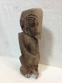 Vtg Main Sculptée Bois Hawaïen Fertilité Pénis Tiki Dieu Folk Art Figurine Statue