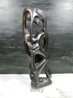 Vtg Shetani Makonde African Carved Ebony Wood Sculpture Statue Tribal Folk Art