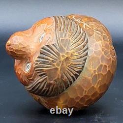 Vtg Troll en bois sculpté à la main Otto Sveen Norvège Art populaire Bosse de nez 4.25T À LIRE