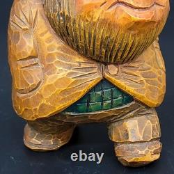 Vtg Troll en bois sculpté à la main Otto Sveen Norvège Art populaire Bosse de nez 4.25T À LIRE