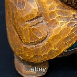 Vtg Troll en bois sculpté à la main Otto Sveen Norvège Art populaire Bosse de nez 4.25T À LIRE
