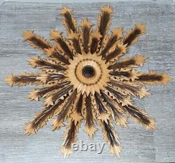 Vtg Wood Sunflower Zagopane Pologne 1974 Folk Art Énorme 24 Sculpture Suspendue
