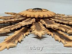 Vtg Wood Sunflower Zagopane Pologne 1974 Folk Art Énorme 24 Sculpture Suspendue