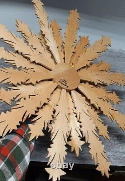 Vtg Wood Sunflower Zagopane Pologne 1974 Folk Art Énorme 24 Sculpture Suspendue