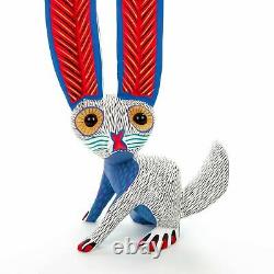 White Rabbit Oaxacan Alebrije Wood Carving Mexican Art Sculpture Painting