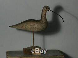 William Kirkpatrick Courlis Shorebird Art Populaire Sculpté Bois Decoy Signé Wek