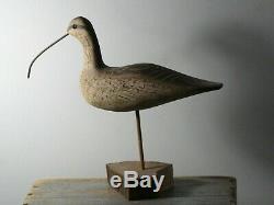 William Kirkpatrick Courlis Shorebird Art Populaire Sculpté Bois Decoy Signé Wek