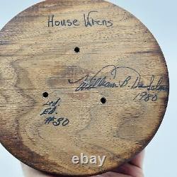 Wood House Wren Bird Signé Par L'artiste William B # 30 Vieille Main Sculptée