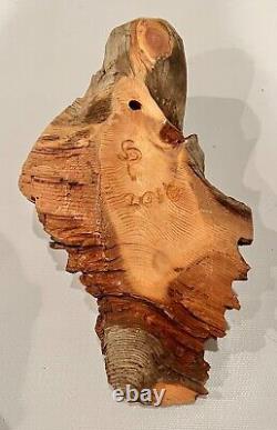 Wood Spirit Assistant De Sculpture Fantasy Forest Face Signé Dated